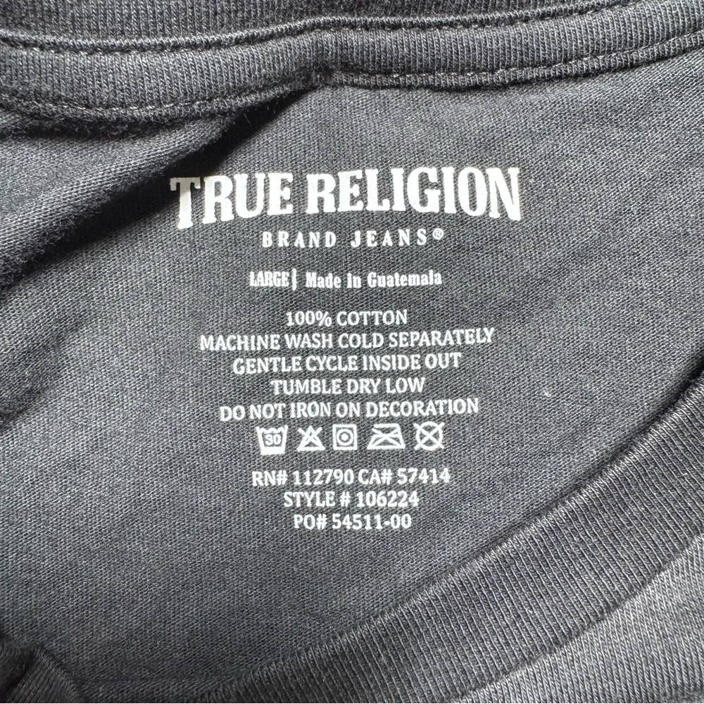 True Religion Men's Navy T-Shirt with Pink Logo